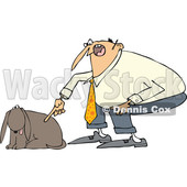 Clipart of a Cartoon Chubby White Man Yelling at His Happy Dog - Royalty Free Vector Illustration © djart #1374731