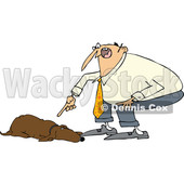 Clipart of a Cartoon Chubby White Man Yelling at His Lazy Hound Dog - Royalty Free Vector Illustration © djart #1374732