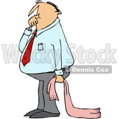 Cartoon Clipart of a Caucasian Businessman Sucking His Thumb and Holding a Blanket - Royalty Free Vector Illustration © djart #1375138