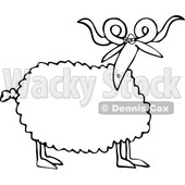 Cartoon Clipart of a Black and White Curly Horned Sheep - Royalty Free Vector Illustration © djart #1375300