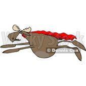 Clipart of a Cartoon Super Hero Moose Flying with a Cape - Royalty Free Vector Illustration © djart #1376373