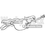 Clipart of a Black and White Chubby Female Super Hero Flying - Royalty Free Vector Illustration © djart #1377522