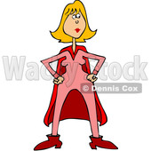 Clipart of a Blond White Female Super Hero Standing with Her Hands on Her Hips - Royalty Free Vector Illustration © djart #1377524