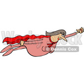 Clipart of a Chubby White Female Super Hero Flying - Royalty Free Vector Illustration © djart #1377526