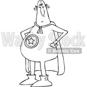 Clipart of a Chubby Black and White Male Super Hero Standing with His Hands on His Hips - Royalty Free Vector Illustration © djart #1377527