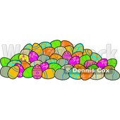 Clipart of a Pile of Decorated Easter Eggs - Royalty Free Vector Illustration © djart #1385552