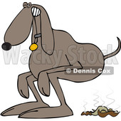 Clipart of a Cartoon Brown Dog Straining to Poop - Royalty Free Vector Illustration © djart #1388397