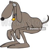 Clipart of a Cartoon Brown Dog Straining and Pooping - Royalty Free Vector Illustration © djart #1388993