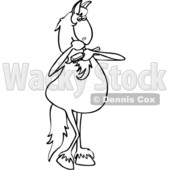 Clipart of a Cartoon Black and White Lineart Horse Combing Its Mane - Royalty Free Vector Illustration © djart #1390117