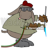 Clipart of a Cartoon Industrial Brown Dog Welder - Royalty Free Vector Illustration © djart #1391247