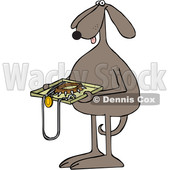 Toon Clipart of a Brown Dog Holding a Tsa Tray of Accessories - Royalty Free Vector Illustration © djart #1392131