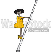 Clipart of a Cartoon Black Business Woman Climbing a Ladder - Royalty Free Vector Illustration © djart #1396923
