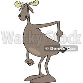Clipart of a Cartoon Moose Pointing to His Butt - Royalty Free Vector Illustration © djart #1399748