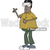 Clipart of a Cartoon Black Man Wearing Virtual Reality Glasses - Royalty Free Vector Illustration © djart #1400075
