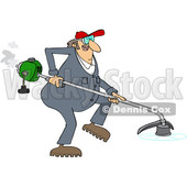 Cartoon Clipart of a Chubby White Male Landscaper or Gardener Using a Weed Wacker - Royalty Free Vector Illustration © djart #1400171