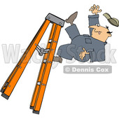 Clipart of a Cartoon Caucasian Male Worker Falling off of a Ladder - Royalty Free Vector Illustration © djart #1403585