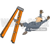 Clipart of a Cartoon Caucasian Male Worker Falling from a Ladder - Royalty Free Vector Illustration © djart #1403586