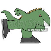 Green Dino Ice Skating Clipart Illustration © djart #14066