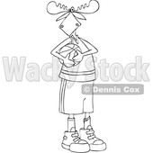 Clipart of a Cartoon Black and White Moose Basketball Player Holding a Ball - Royalty Free Vector Illustration © djart #1407369