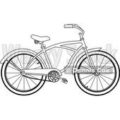 Clipart of a Cartoon Black and White Lineart Bicycle - Royalty Free Vector Illustration © djart #1407561