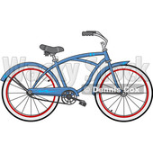 Clipart of a Cartoon Blue Bicycle - Royalty Free Vector Illustration © djart #1407562