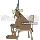 Cartoon Clipart of a Moose Wearing a Dunce Hat and Sitting in a Chair - Royalty Free Vector Illustration © djart #1409753