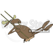 Cartoon Clipart of a Moose Playing on a Swing - Royalty Free Vector Illustration © djart #1409755
