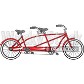 Cartoon Clipart of a Red Tandem Bicycle - Royalty Free Vector Illustration © djart #1409763