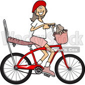 Cartoon Clipart of a Happy Brunette Caucasian Girl Riding a Stingray Bicycle - Royalty Free Vector Illustration © djart #1409765
