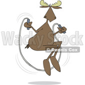 Clipart of a Cartoon Moose Skipping Rope - Royalty Free Vector Illustration © djart #1413982