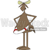 Clipart of a Cartoon Moose Wearing a Life Saver - Royalty Free Vector Illustration © djart #1417222