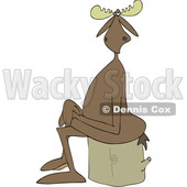 Clipart of a Cartoon Moose Sitting Cross Legged on a Log - Royalty Free Vector Illustration © djart #1417666