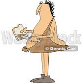 Clipart of a Cartoon Chubby Caveman Spreading Peanut Butter on Toast - Royalty Free Vector Illustration © djart #1419317