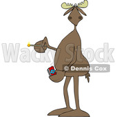Clipart of a Cartoon Moose Holding a Lit Match - Royalty Free Vector Illustration © djart #1419366
