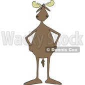 Clipart of a Cartoon Moose Standing Upright with His Hands in Pockets - Royalty Free Vector Illustration © djart #1421999