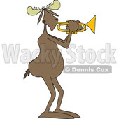 Clipart of a Cartoon Moose Playing a Trumpet - Royalty Free Vector Illustration © djart #1425394