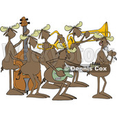 Clipart of a Cartoon Musician Moose Jazz Band - Royalty Free Vector Illustration © djart #1426140