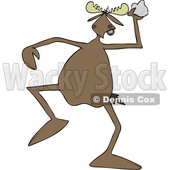 Clipart of a Cartoon Angry Moose Throwing a Rock - Royalty Free Vector Illustration © djart #1427868