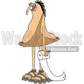 Clipart of a Cartoon Caveman Holding a Roll of Toilet Paper - Royalty Free Vector Illustration © djart #1431311
