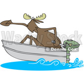 Clipart of a Cartoon Moose in a Speed Boat - Royalty Free Vector Illustration © djart #1432823
