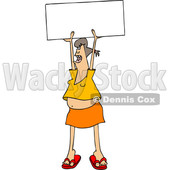 Clipart of a Cartoon White Female Protester Holding up a Sign and Shouting - Royalty Free Vector Illustration © djart #1433899