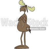 Clipart of a Cartoon Aloof Moose Standing with Folded Arms - Royalty Free Vector Illustration © djart #1433901