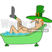 Clipart of a Cartoon St Patricks Day Leprechan Lifting a Leg and Soaking in a Bubble Bath - Royalty Free Vector Illustration © djart #1433909