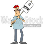 Clipart of a Cartoon White Male Protestor Holding an on Strike Sign - Royalty Free Vector Illustration © djart #1434147