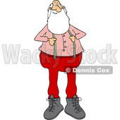 Clipart of a Cartoon Christmas Santa Claus Pulling on His Suspenders - Royalty Free Vector Illustration © djart #1434253