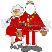 Clipart of a Cartoon Christmas Santa Claus with the Mrs - Royalty Free Vector Illustration © djart #1437937