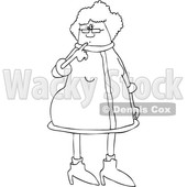 Clipart of a Cartoon Black and White Lineart Christmas Mrs Claus - Royalty Free Vector Illustration © djart #1437939
