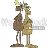 Clipart of a Cartoon Moose and Reindeer with Folded Arms, Standing Back to Back - Royalty Free Vector Illustration © djart #1438736