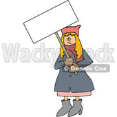 Clipart of a Cartoon Angry White Woman Wearing a Pink Pussy Hat and Holding a Blank Sign at the Womens March - Royalty Free Vector Illustration © djart #1442127
