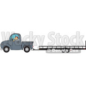 Clipart of a Cartoon Caucasian Man Driving a Truck and Towing a Trailer - Royalty Free Vector Illustration © djart #1443244